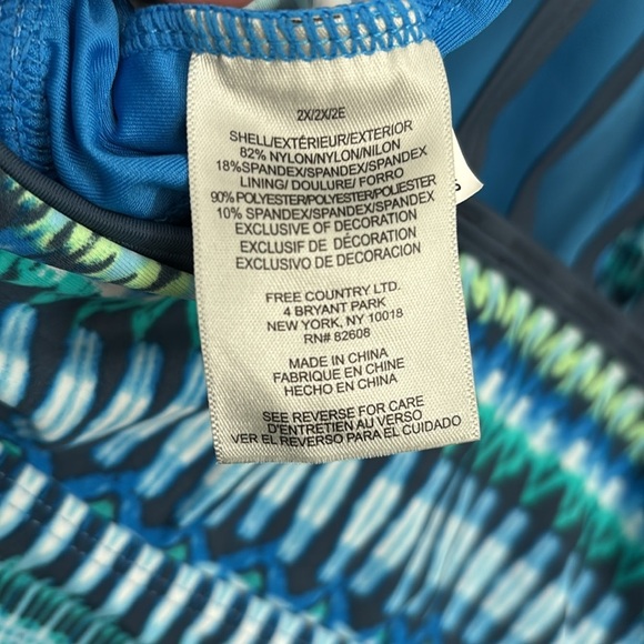 Women’s Plus Size Free Country Swim Top, 2X, Blue - Picture 8 of 8